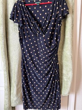 Ralph Lauren Black Midi Dress with Cream Polka Dots